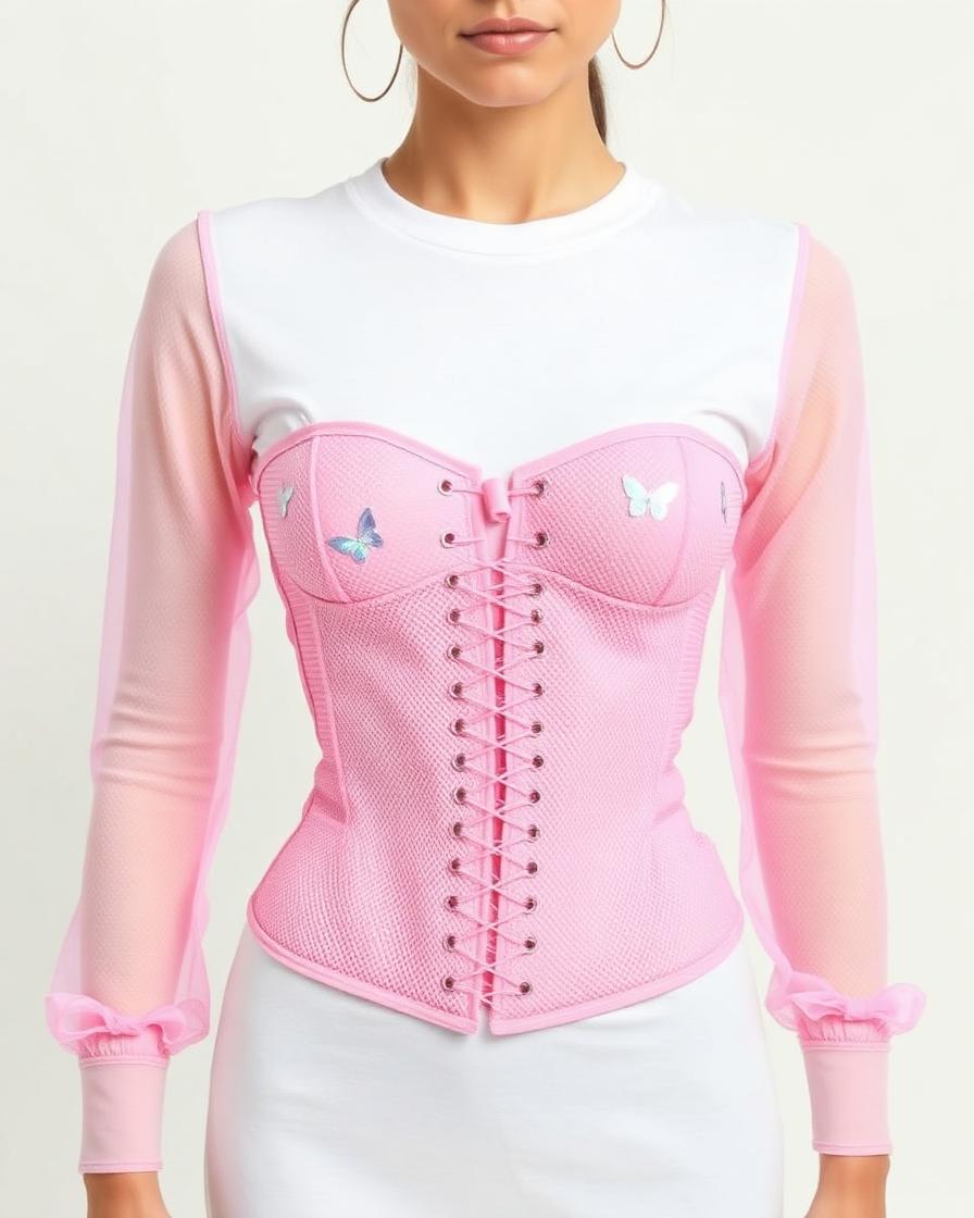 Mesh Butterfly Top — Bodice, Pink