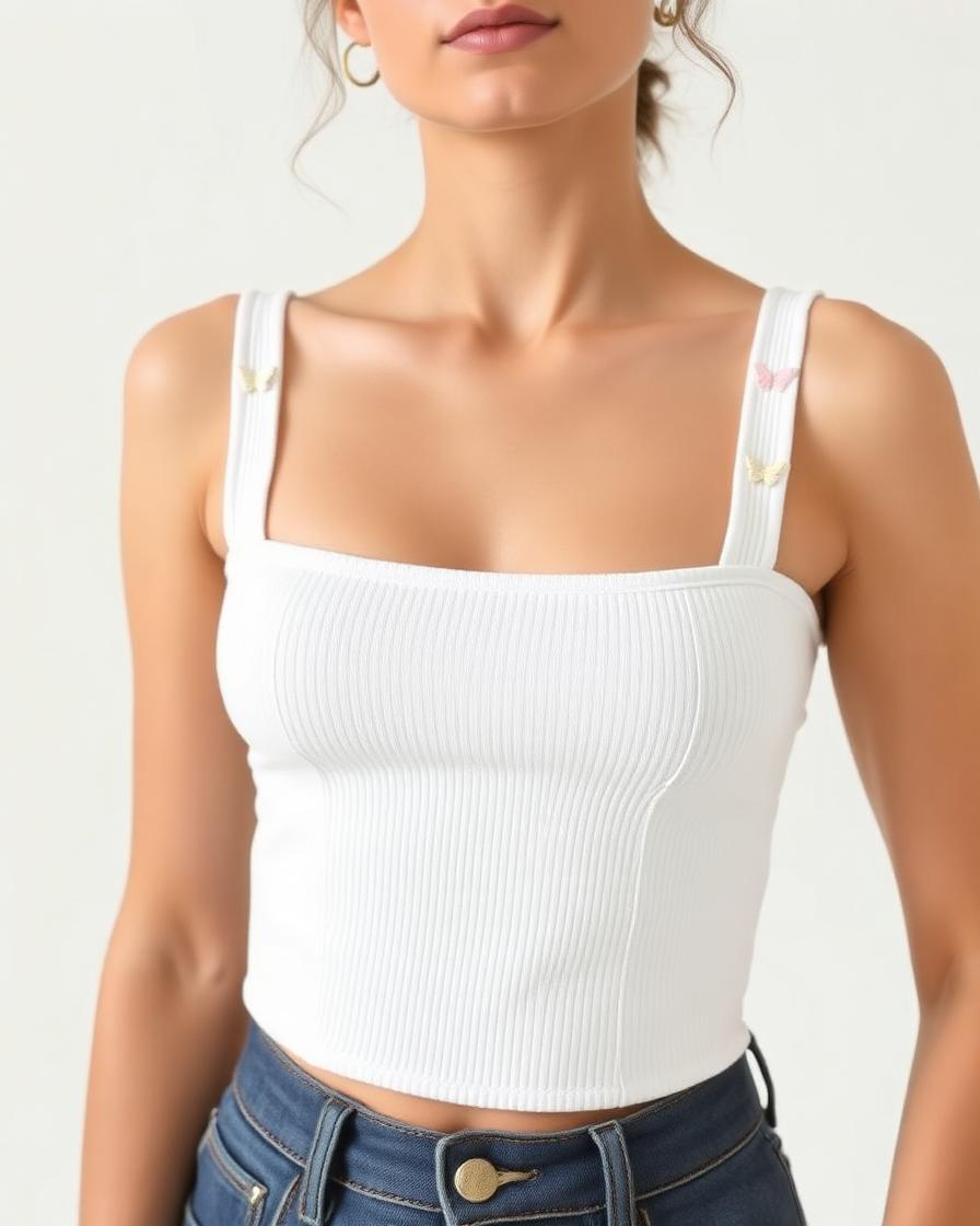 Rib Butterfly Tank — Bodice, White