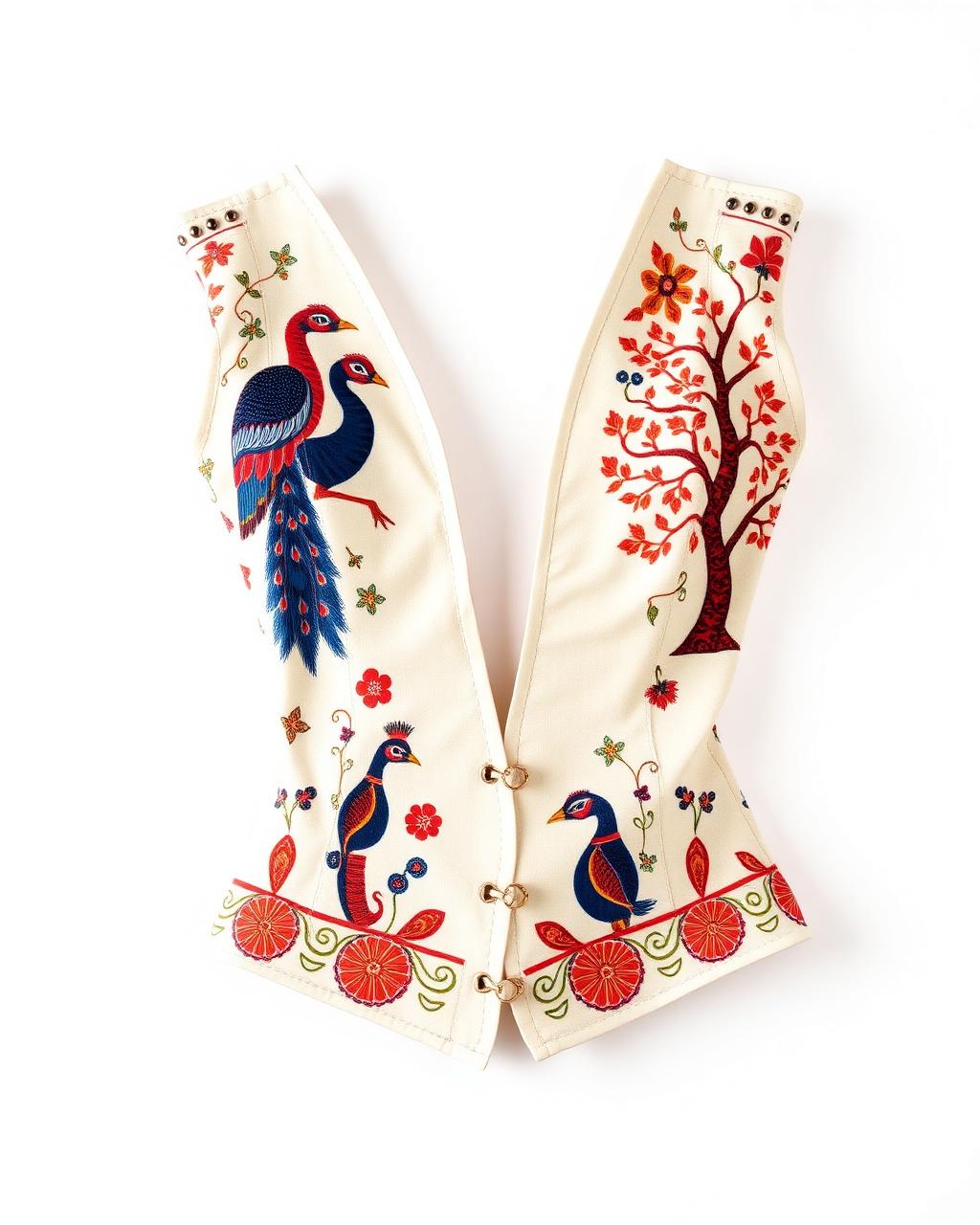 Kalamkari Peacock — Bodice, Cream
