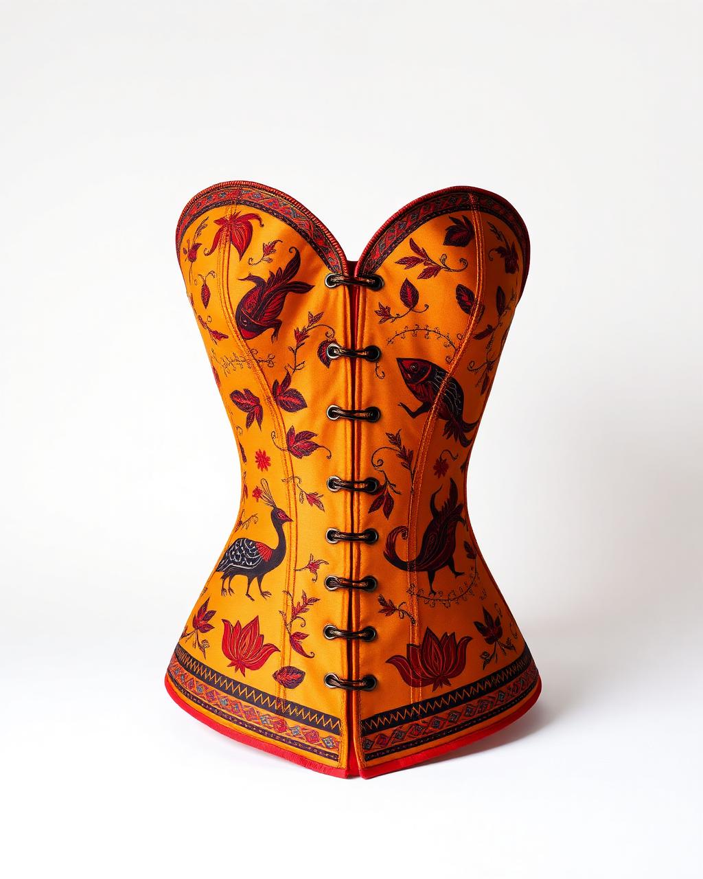 Madhubani Lotus — Overbust, Saffron