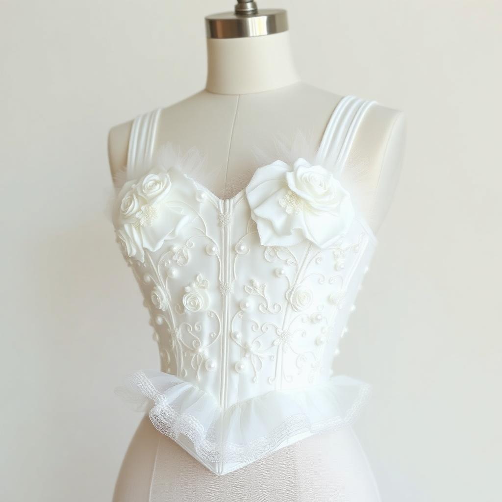 Pearl White Rose — Bodice, White